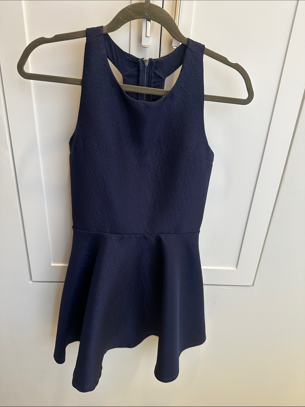 Girls Navy Sleeveless Mini Dress with Flared Skirt